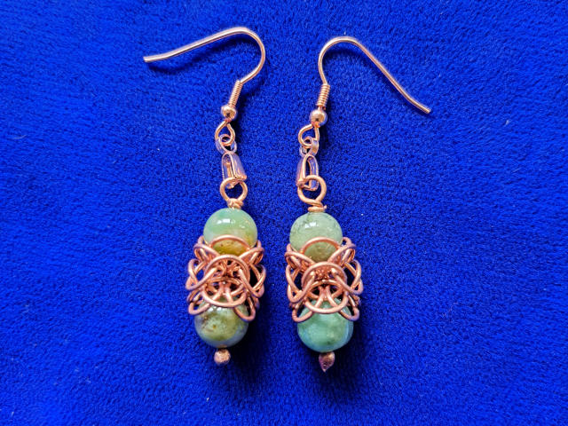 Copper and Indian Agate Turkish Orbital Earrings