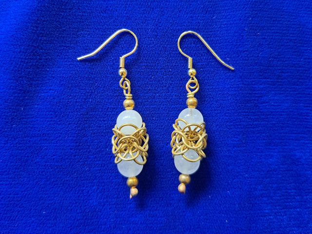 Brass and Quartz Turkish Orbital Earrings