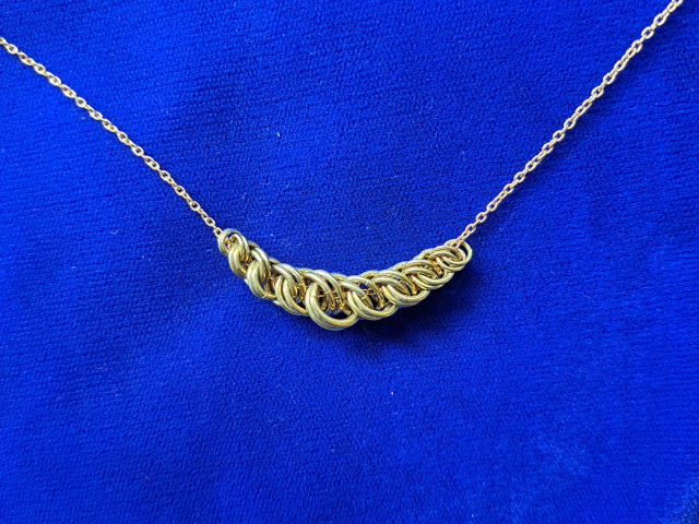 Small Brass Chainmaille Slider Necklace