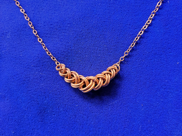 Small Copper Chainmaille Slider Necklace