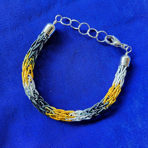 Black-Gold-Silver Viking Knit Bracelet