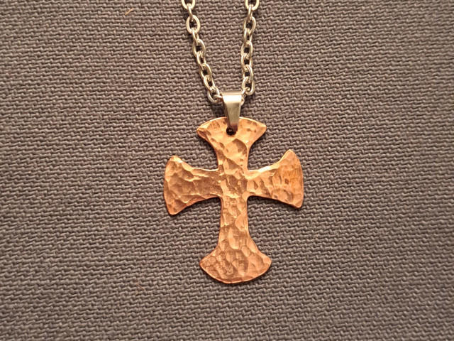 Small Hammered Copper Celtic Cross Necklace