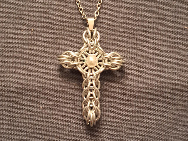 Bright Aluminum Persian Chainmaille Cross